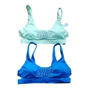 2 Nike Sports Bras in Mint Green and Blue